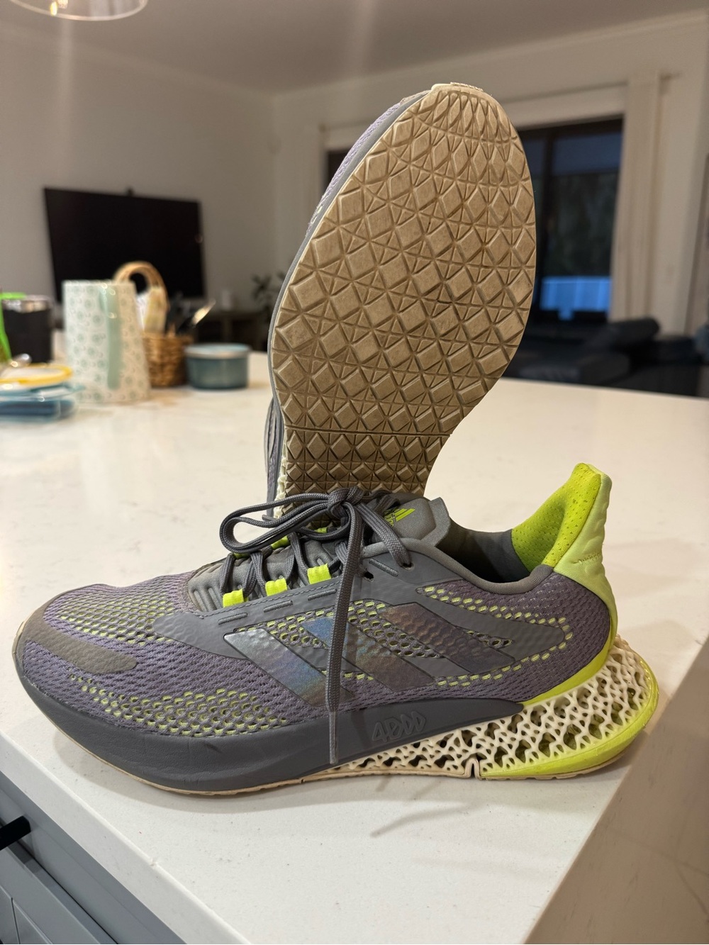 Adidas 4DFWD Pulse Grey/Neon Yellow Performance Midsole Running Shoes - GX2993